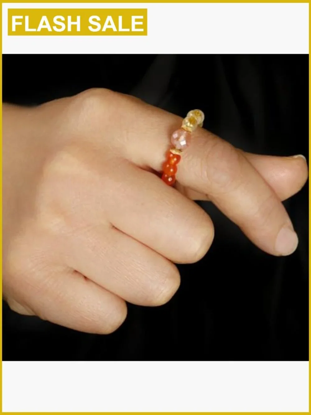 Natural Stone Beads Rings Stretchy Crystal Stress Relief Jewelry Gift